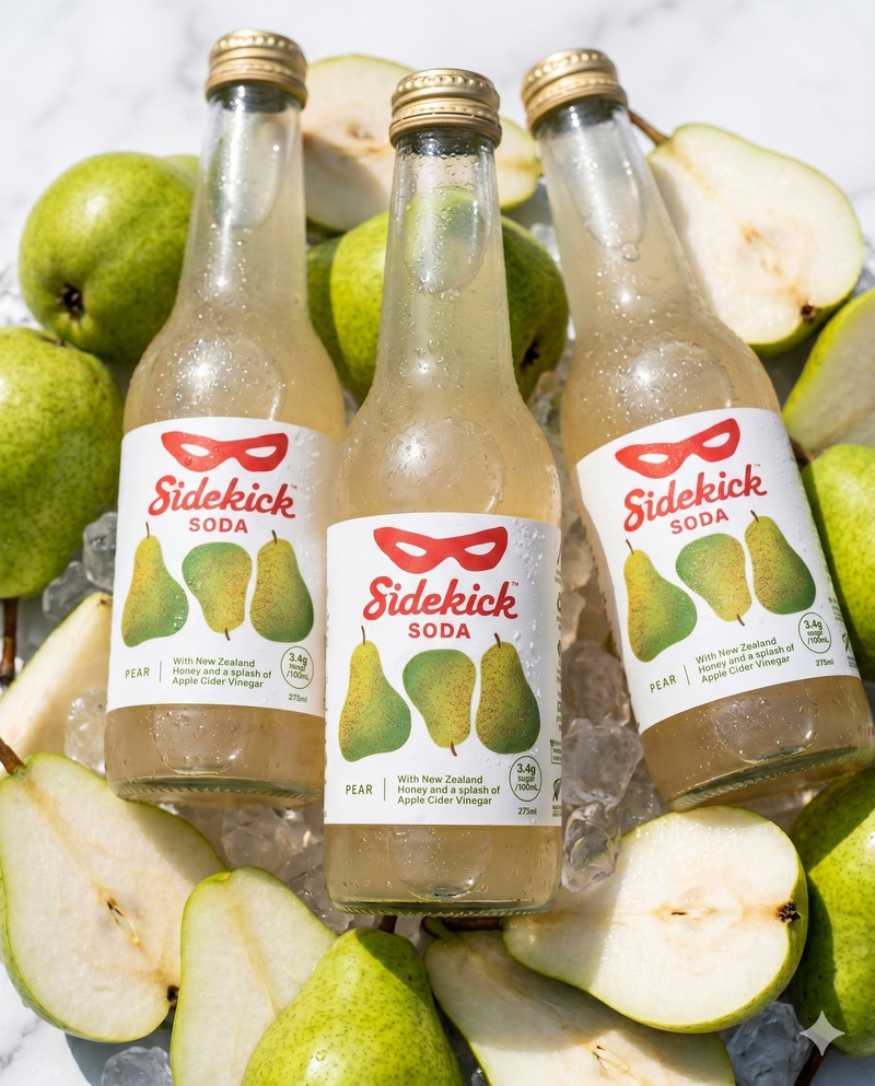 Sidekick Pear Soda Glass Bottles 12-Pack NZ