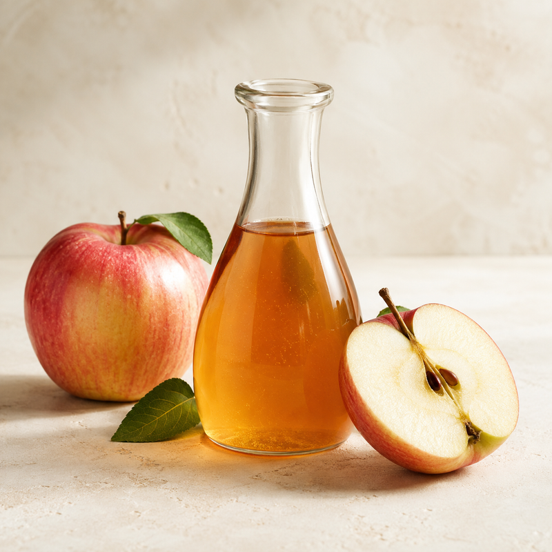 Apples and apple cider vinegar with the Mother