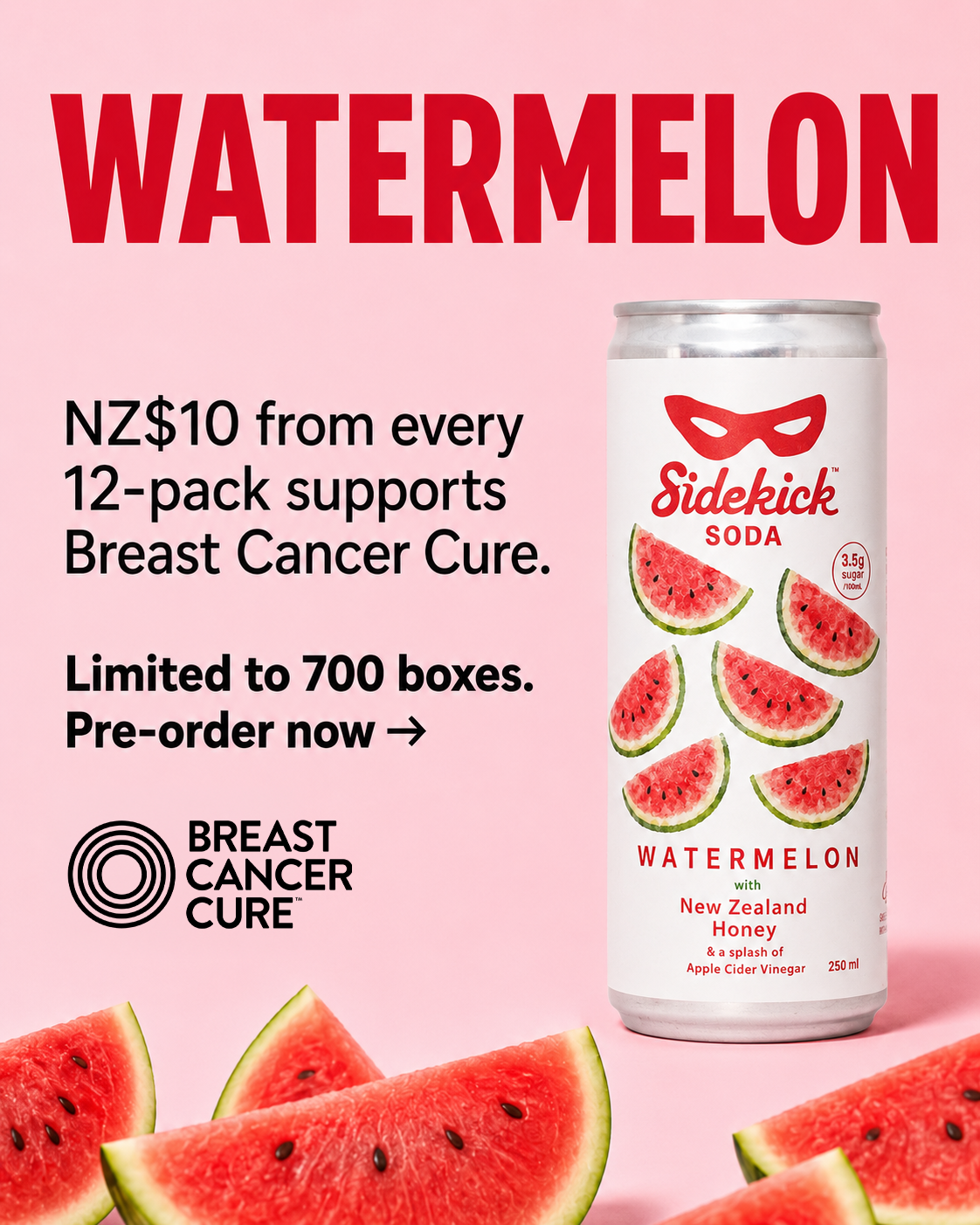 Sidekick Watermelon Soda 12-Pack NZ